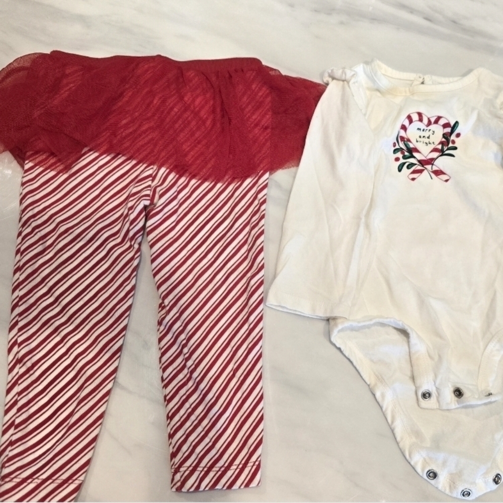 Carter's Red And White Striped Baby Christmas Outfit